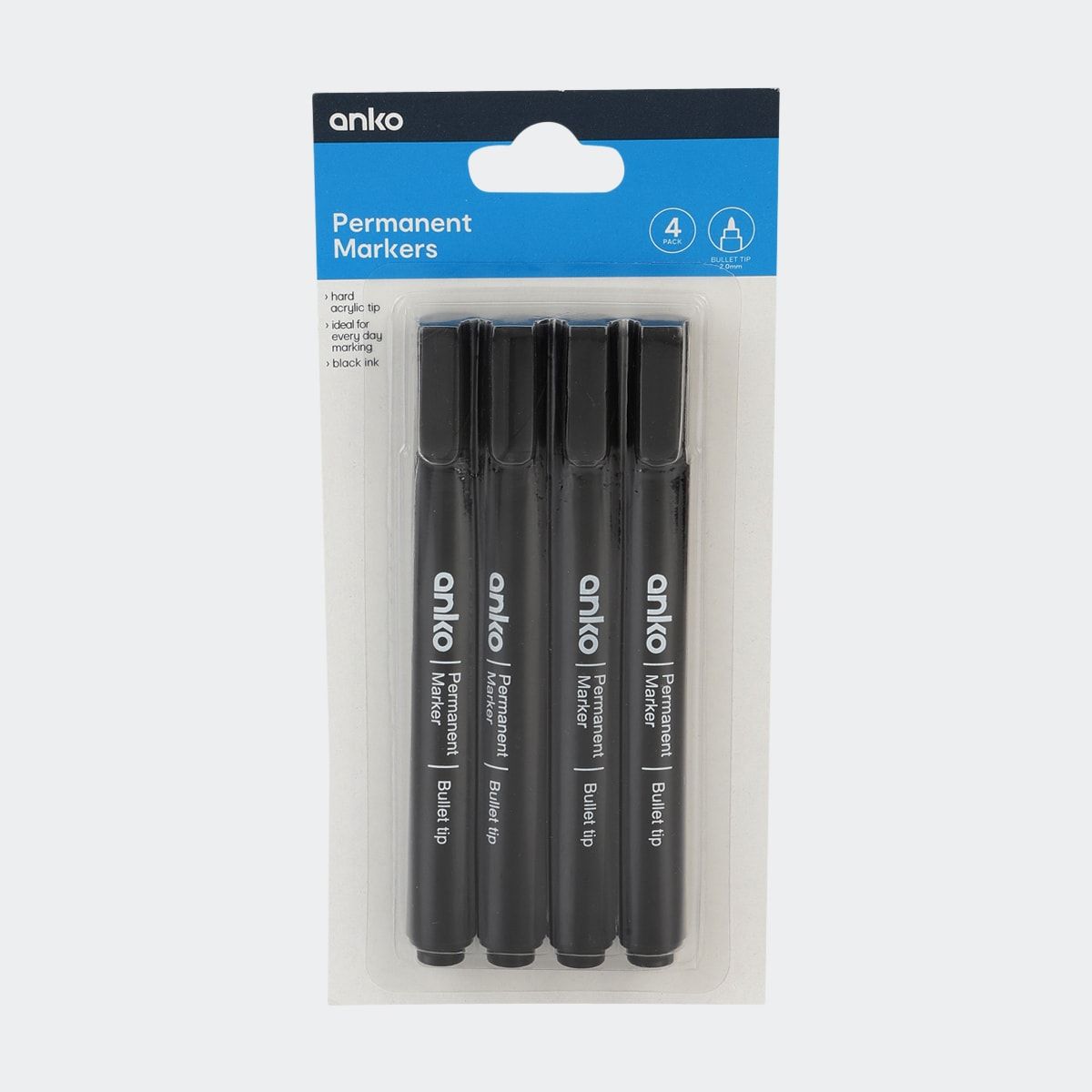 4 Pack Permanent Markers - Black
