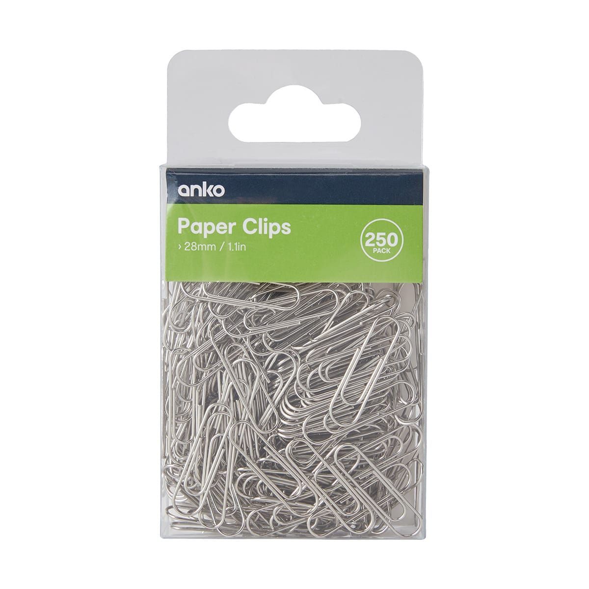 250 Pack 28mm Paper Clips - Silver