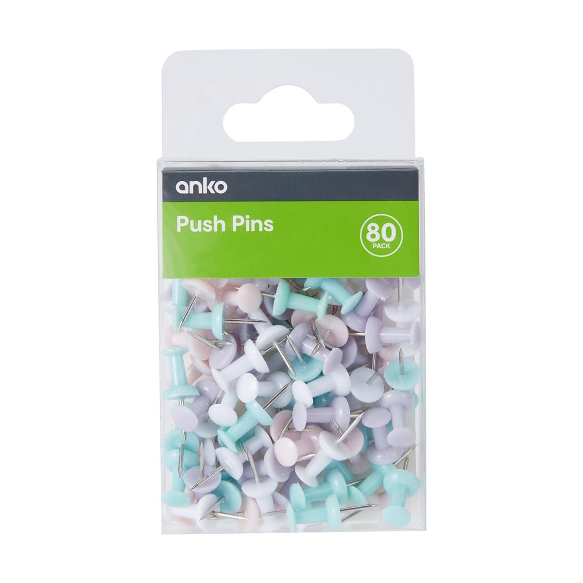 80 Pack Colourful Push Pins
