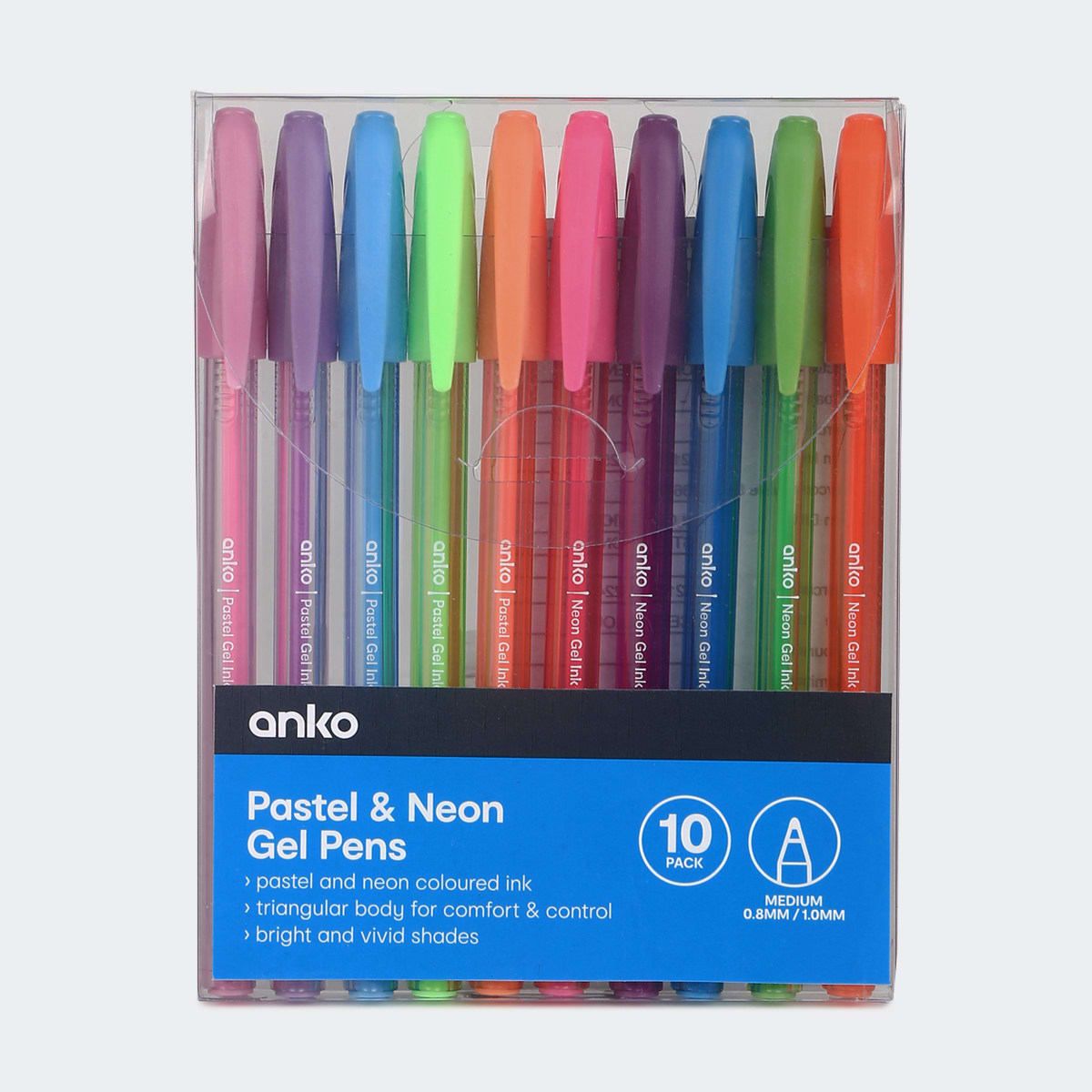 10 Pack Pastel and Neon Gel Pens