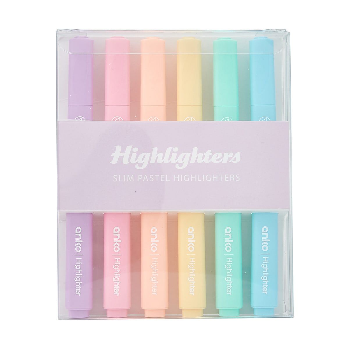 6 Pack Slim Pastel Highlighters
