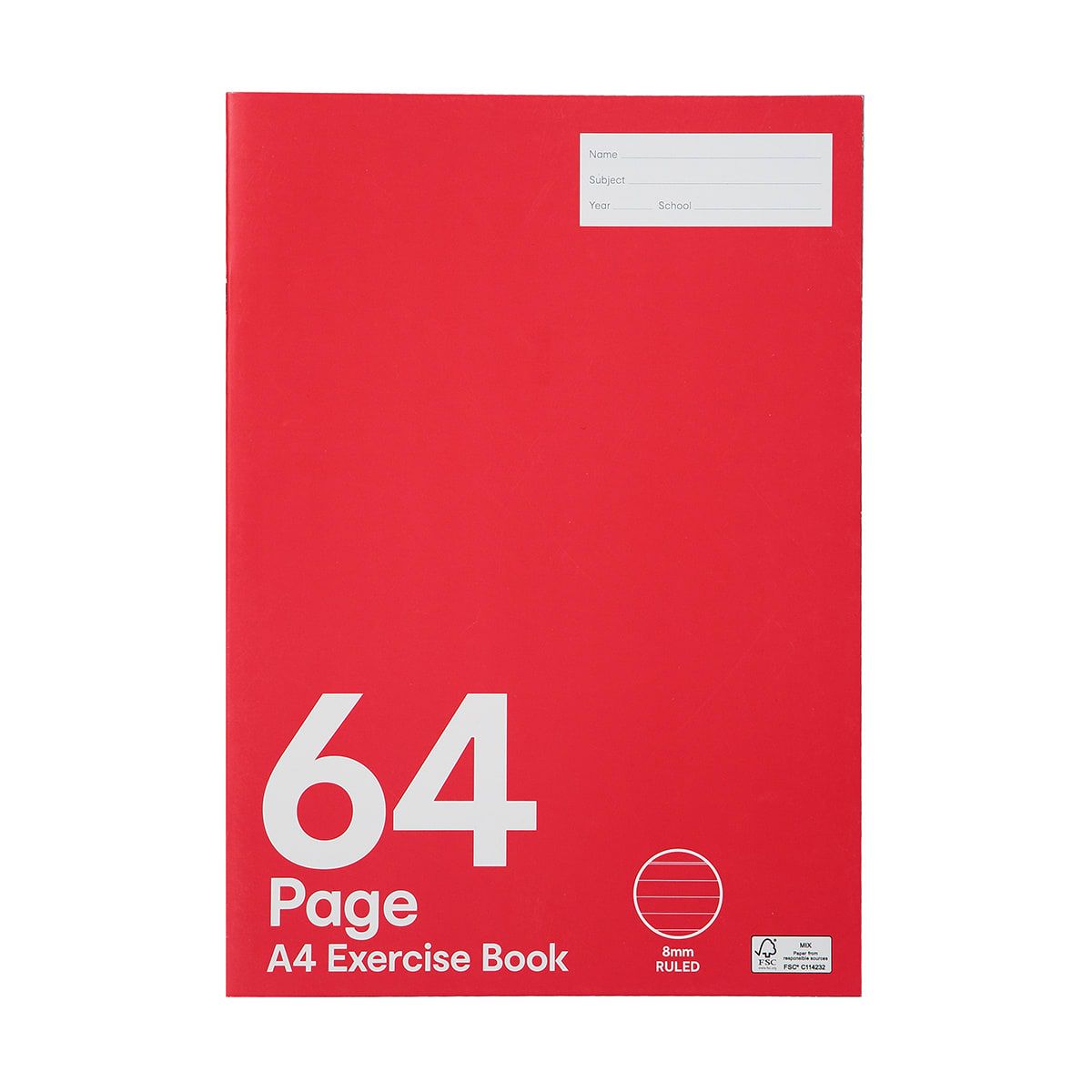 Exercise Book - A4, 64 Pages, Red