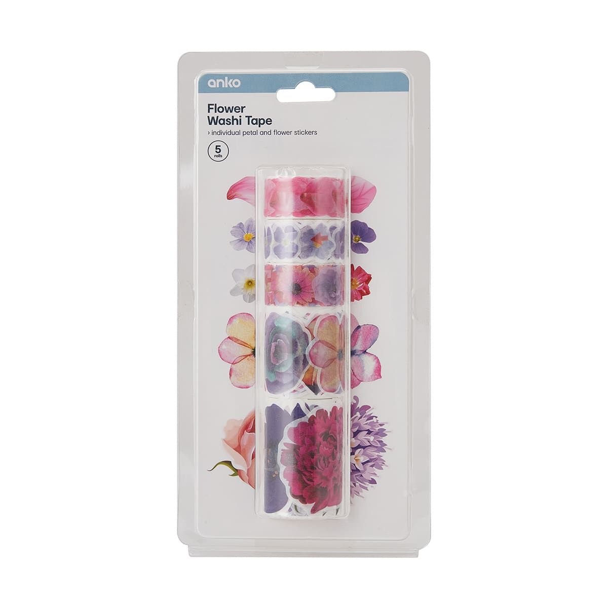 5 Pack Flower Washi Tape