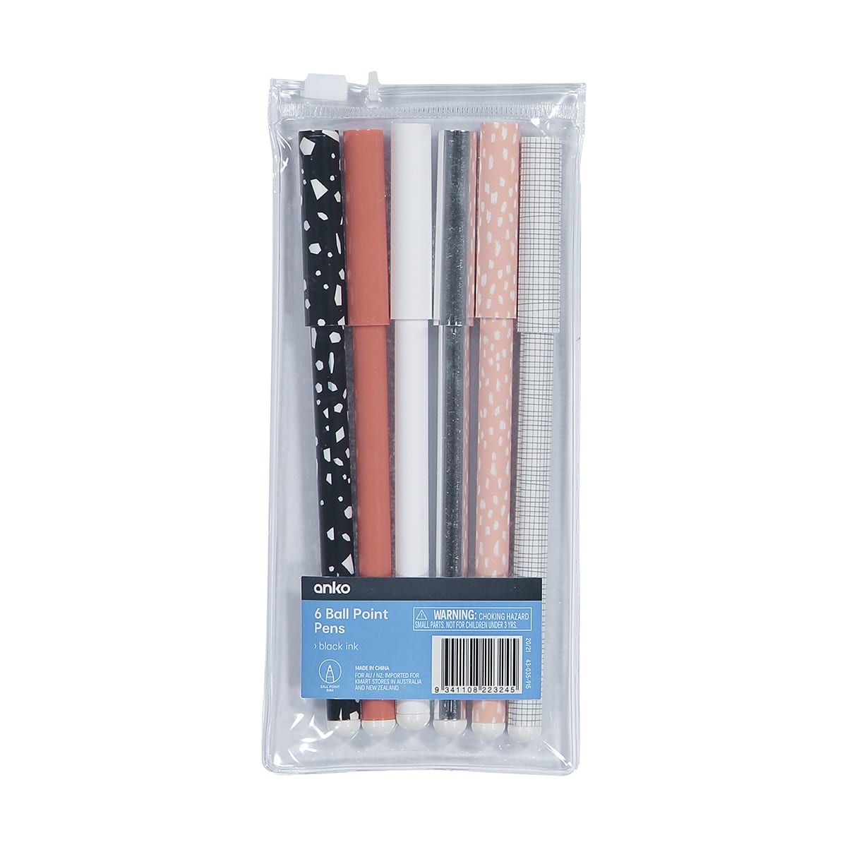 6 Pack Ball Point Pens - Urban