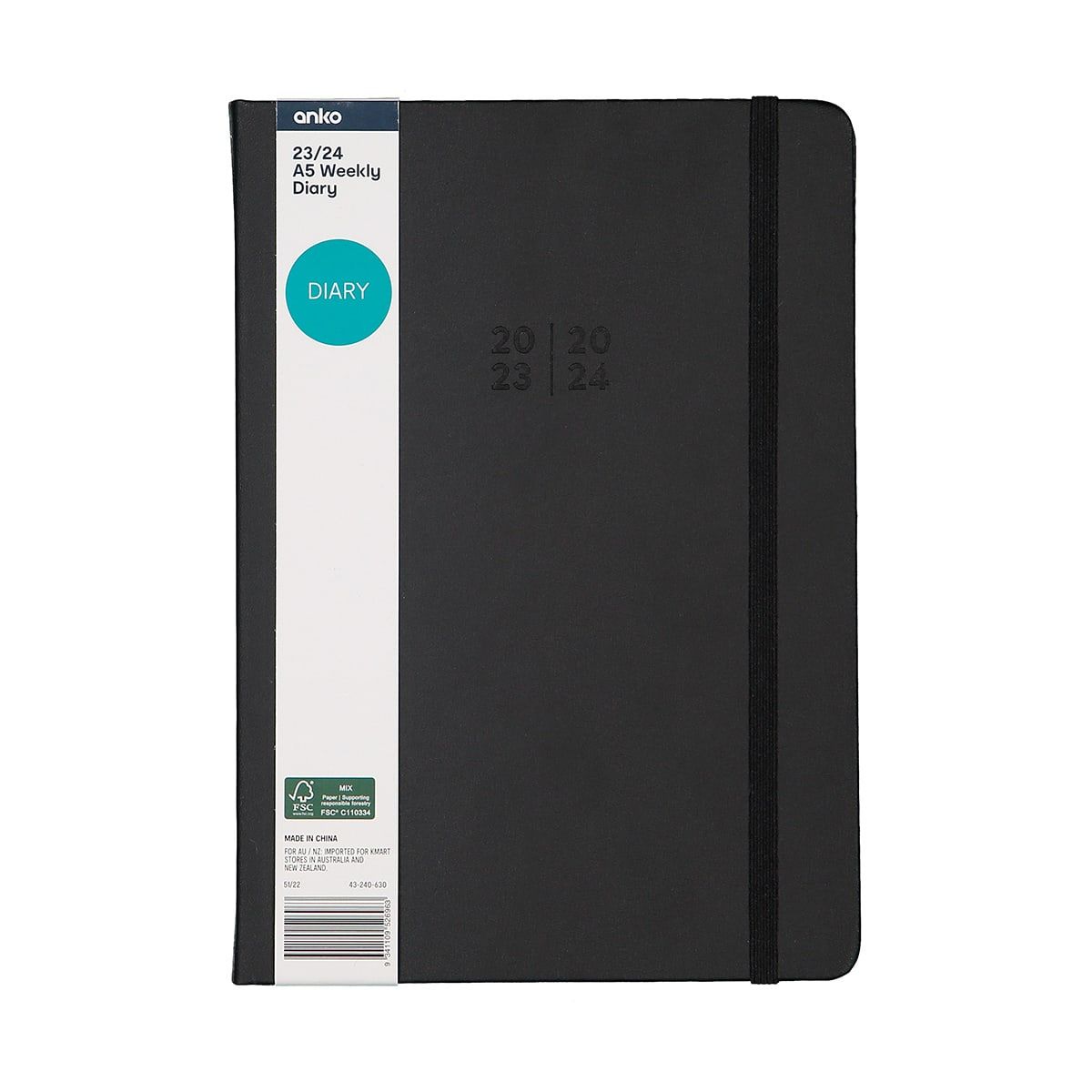 23/24 A5 Weekly Diary - Black