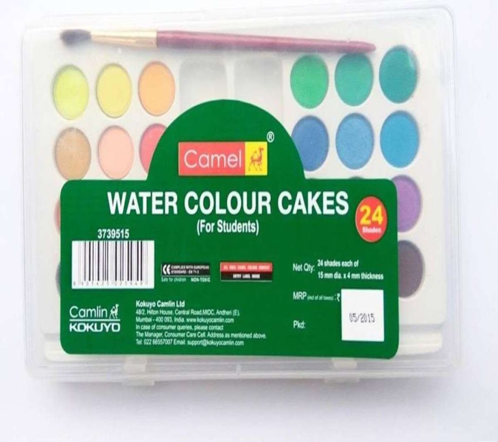 Camel Water Color Cakes - 24 Shades with 1 Brush 24 colors