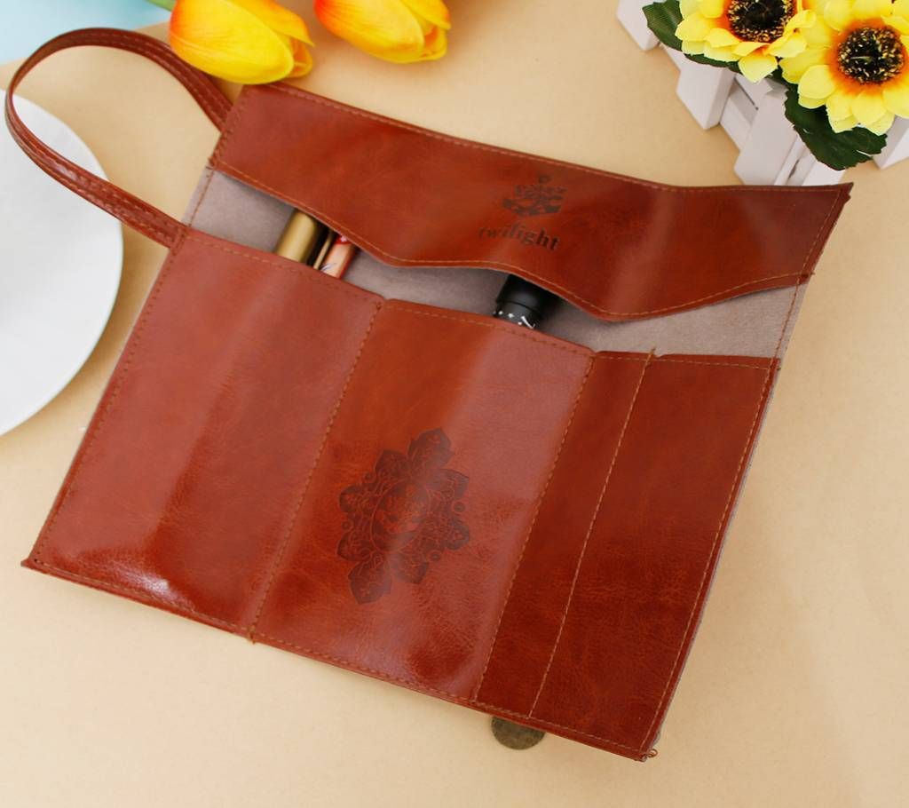  Leather Makeup Cosmetic Pen Pencil Case Pouch Purse Bag
