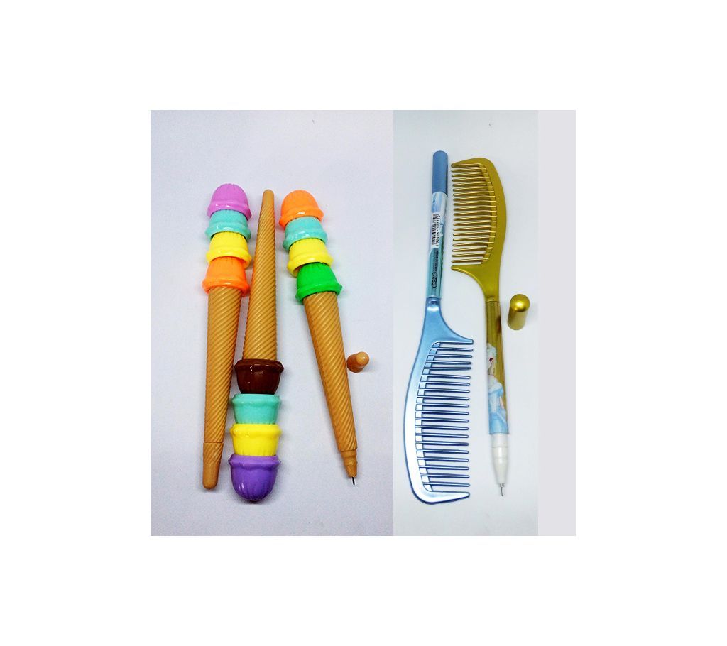 Cone Ice Cream And Comb Pen