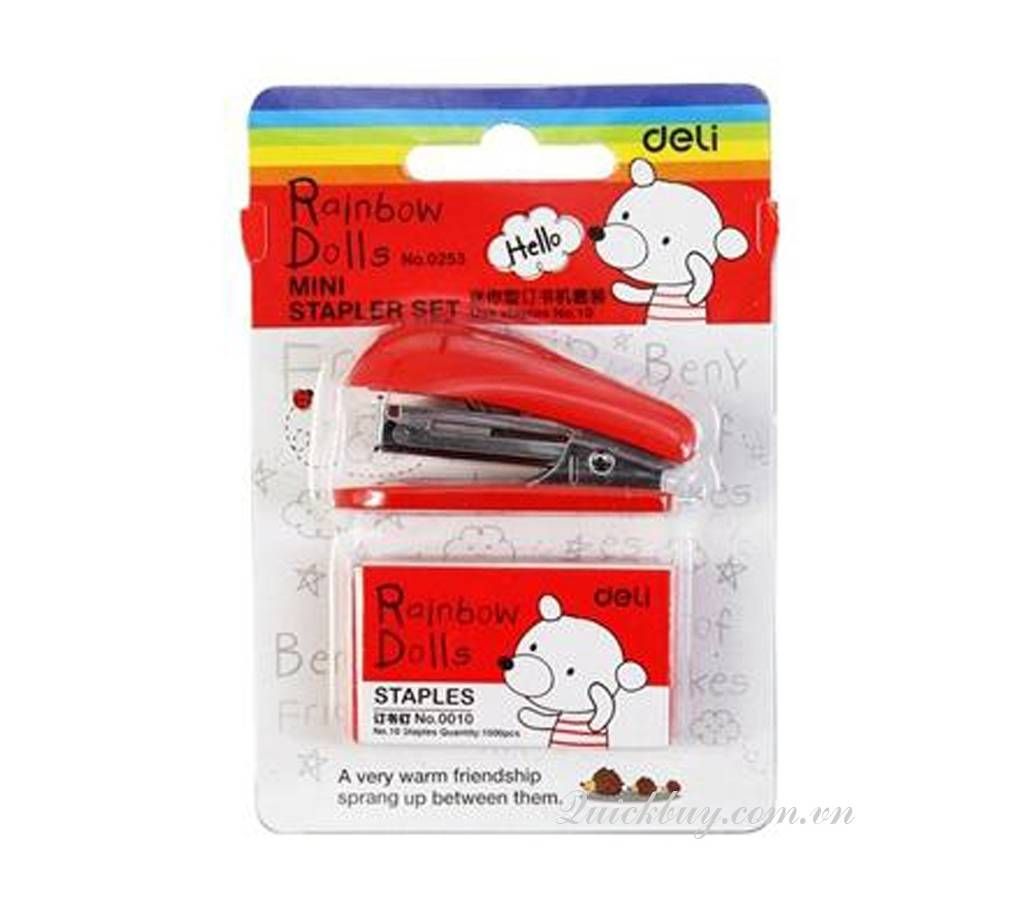 Deli Mini Stapler With Stapler Pin - Red
