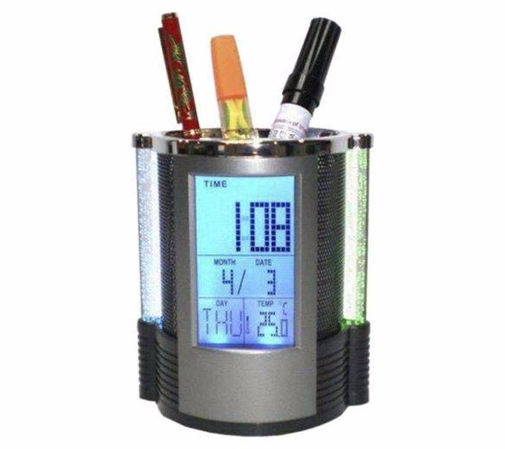 Digital Pen Holder Clock with Temperature