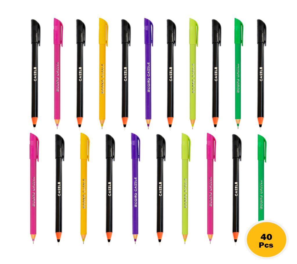Econo Castle Black & Multi Color Body Pen Combo Offer (40 pcs)