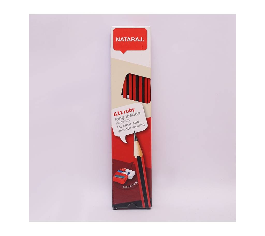 Nataraj 621 Ruby Long Lasting HB Pencils - 144Pcs (Pack of Twelve)