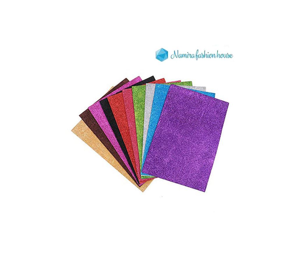 Multicolor 10 pcs Set of Glitter Foam - A4 Sheet