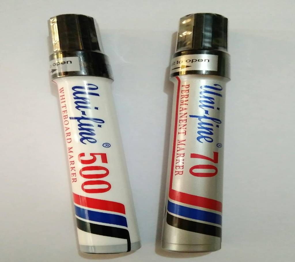 Uni-Fine White Board Marker & Permanent Marker (2 pcs)