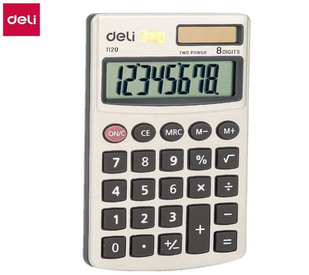 Deli E1120 Pocket Calculator 8 Digit Metal - Light Grey