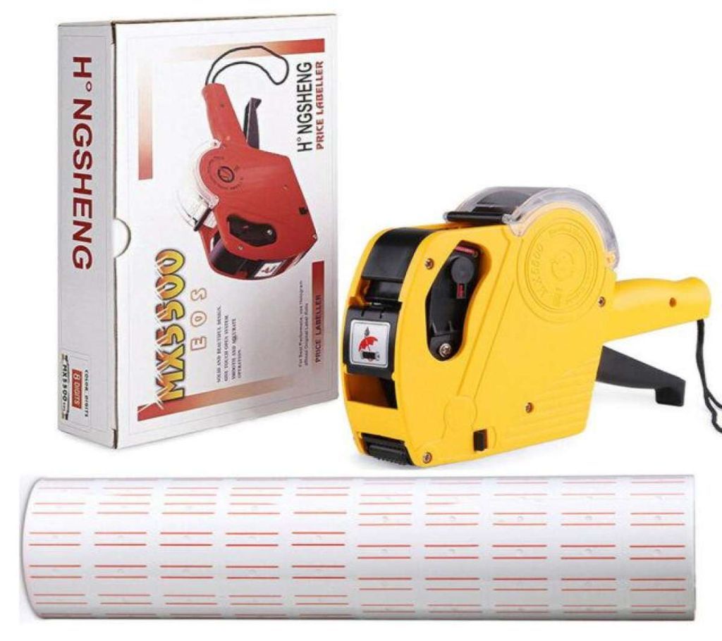 Price Labeller Machine-Yellow with 10 rolls Price Tag Sticker (2 in 1)