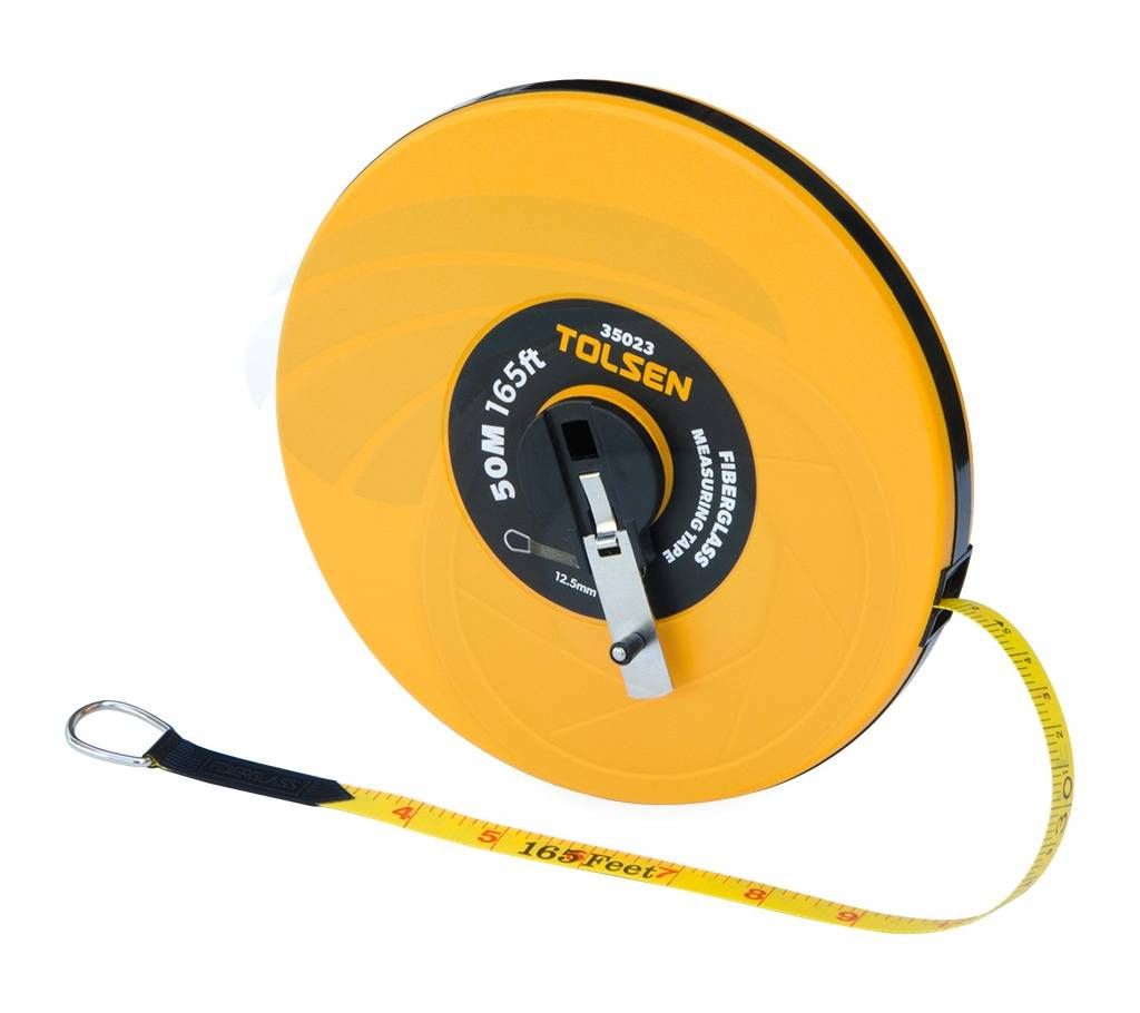 Tolsen 50M 165FT Constriction Imperial Metric Fiberglass Measuring Tape Reel