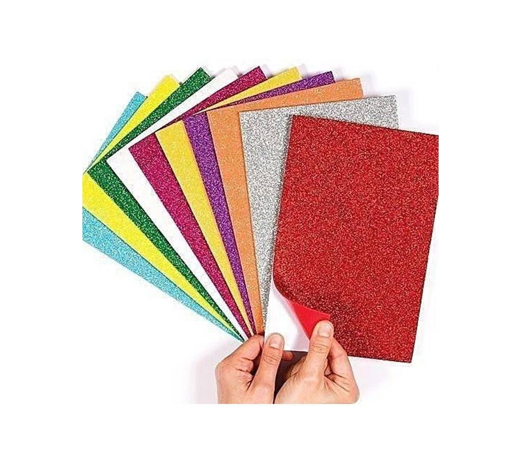 10 pcs Set of Glitter Foam - A4 Sheet - Multicolor