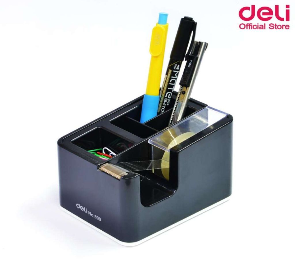 Deli E809 Desk Organizer Tape Dispenser - White