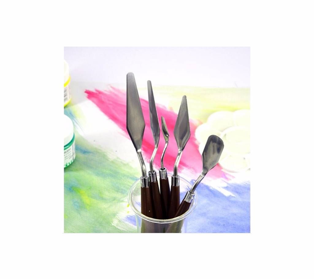 5Pcs Paint Kit Palette Knife Fine Arts Painting Stainless Steel Spatula Mixing Professional Scraper