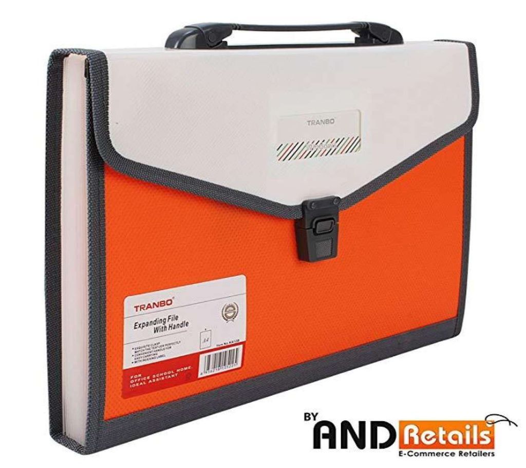 Tranbo 13 Pockets Expanding File - Orange color