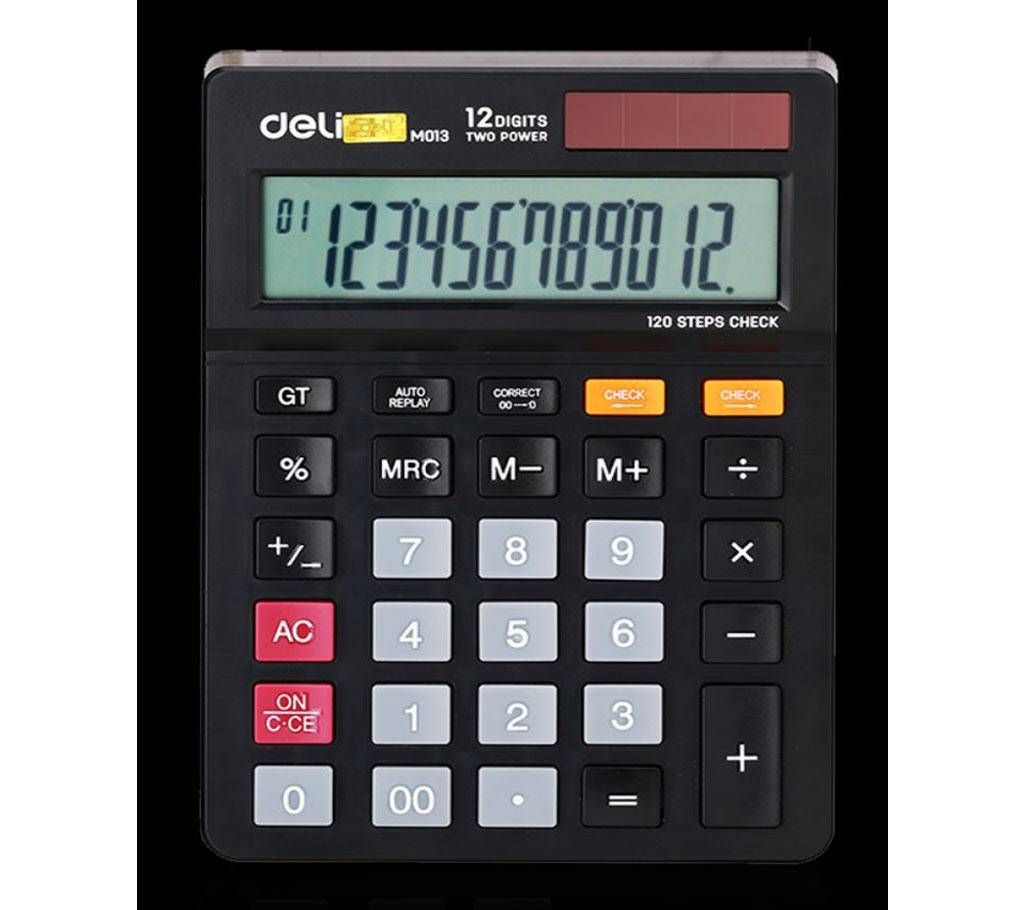 Deli EM01320 120-Check Calculator 12-Digit - Black
