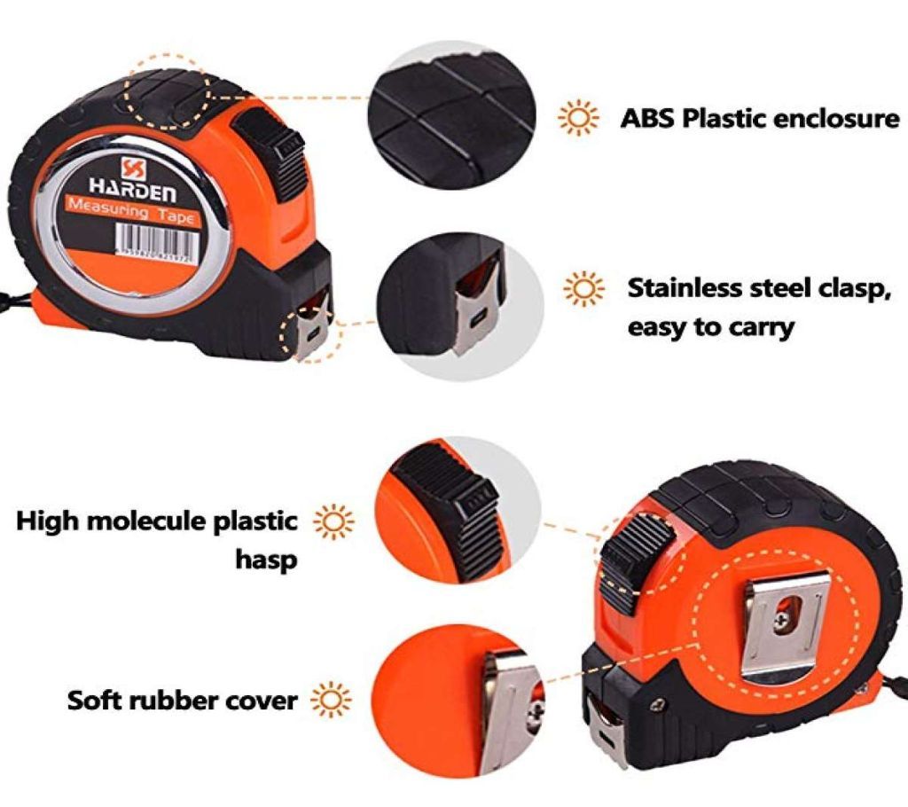 Hardware,Retractable Metric Measuring Tape 10ft (3m) Black And Orange