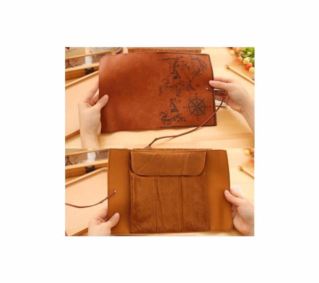 1PCS PU Leather Creative Retro Luxury Treasure Map Pencil Cases Roll Pen Bag Pouch For Stationery
