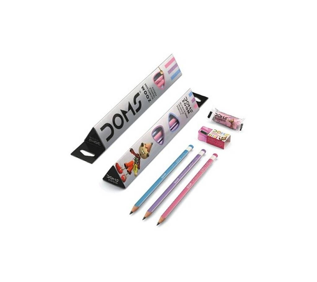 DOMS Pencils with Eraser and Sharpener - 10pcs (Pack of One)