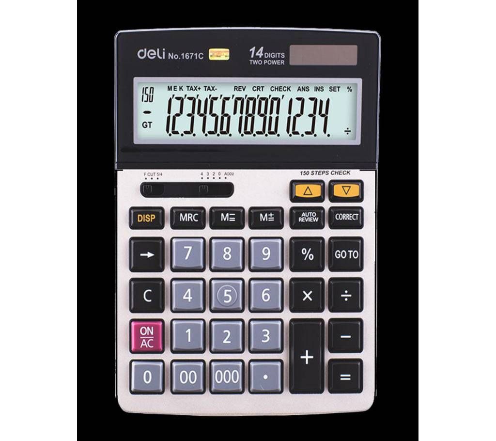 Deli E1671C 150-Check Calculator 14 Digit - Silver