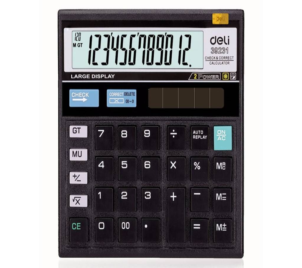 Deli E39231 120-Check Calculator 12 Digit - Black