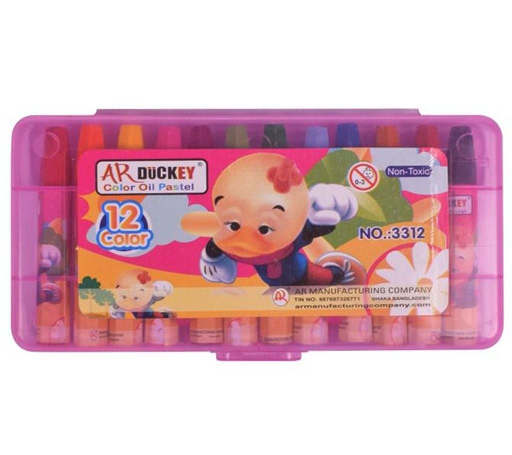 AR Ducky Oil Pastels Box -  Pink Plastic Box 12 Colors