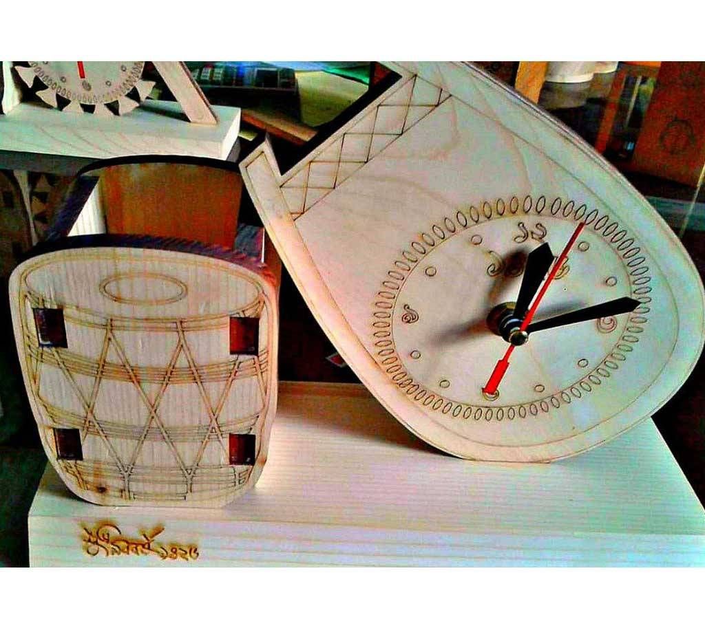 ORr Sell PoinT - pen Holder with wooden table clock gift 