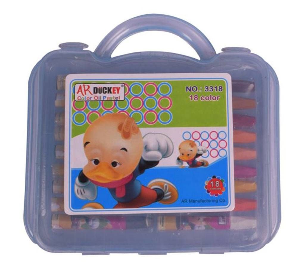 AR Ducky Oil Pastels Box -  Blue Plastic Box 18 Colors