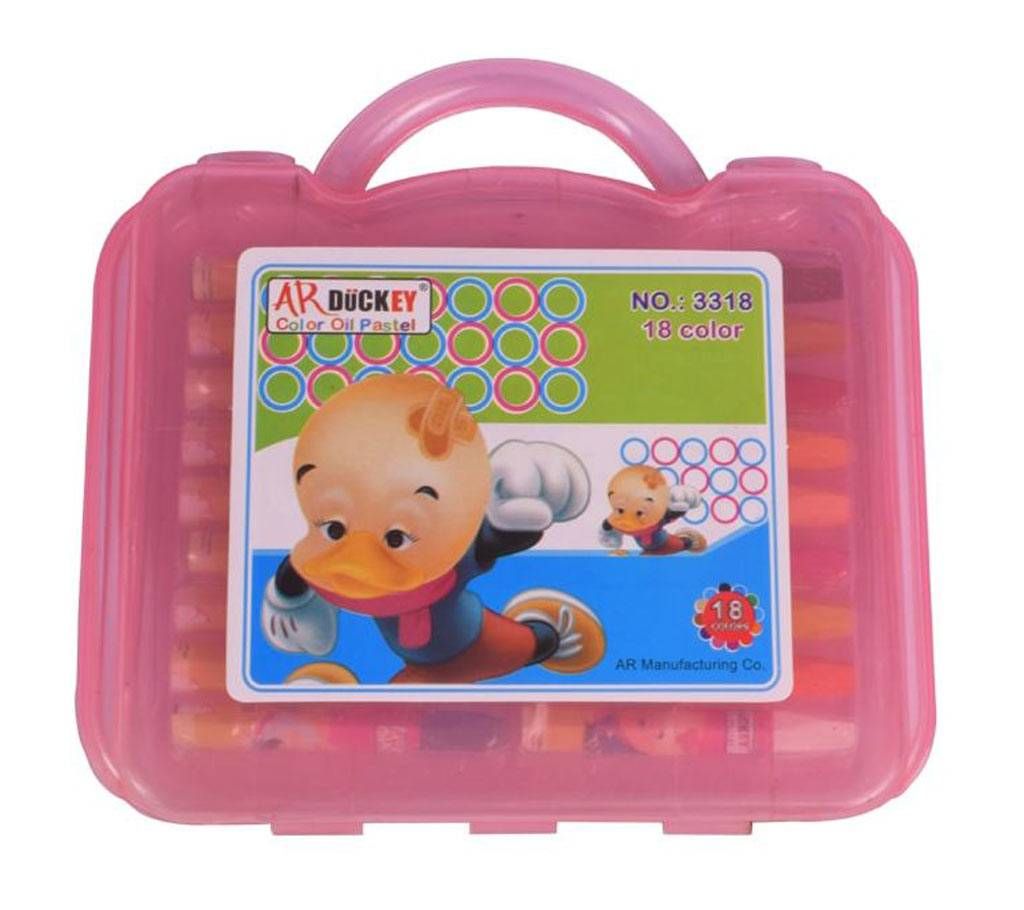 AR Ducky Oil Pastels Box -  Pink Plastic Box 18 Colors