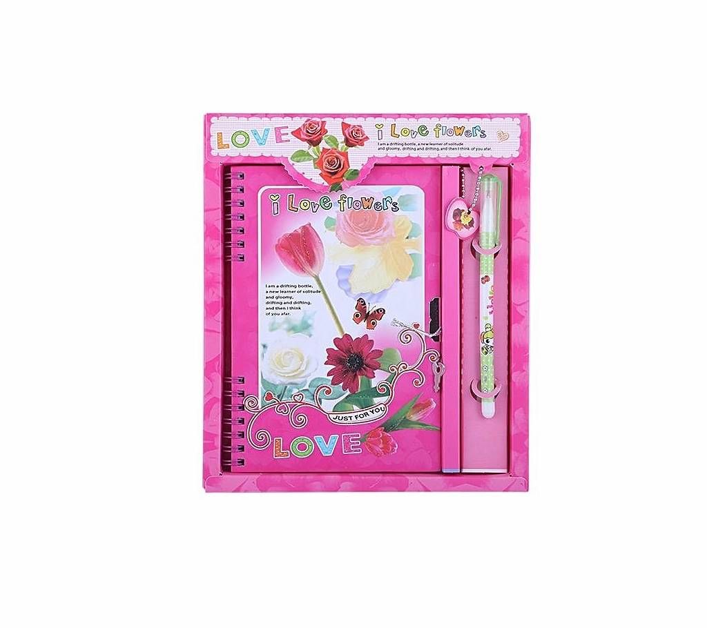 I Love You Flowers Pink Diary