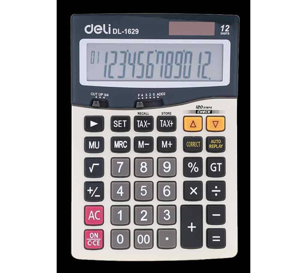 Deli E1629 120-Check Tax Calculator 12 Digit - Dark Gray