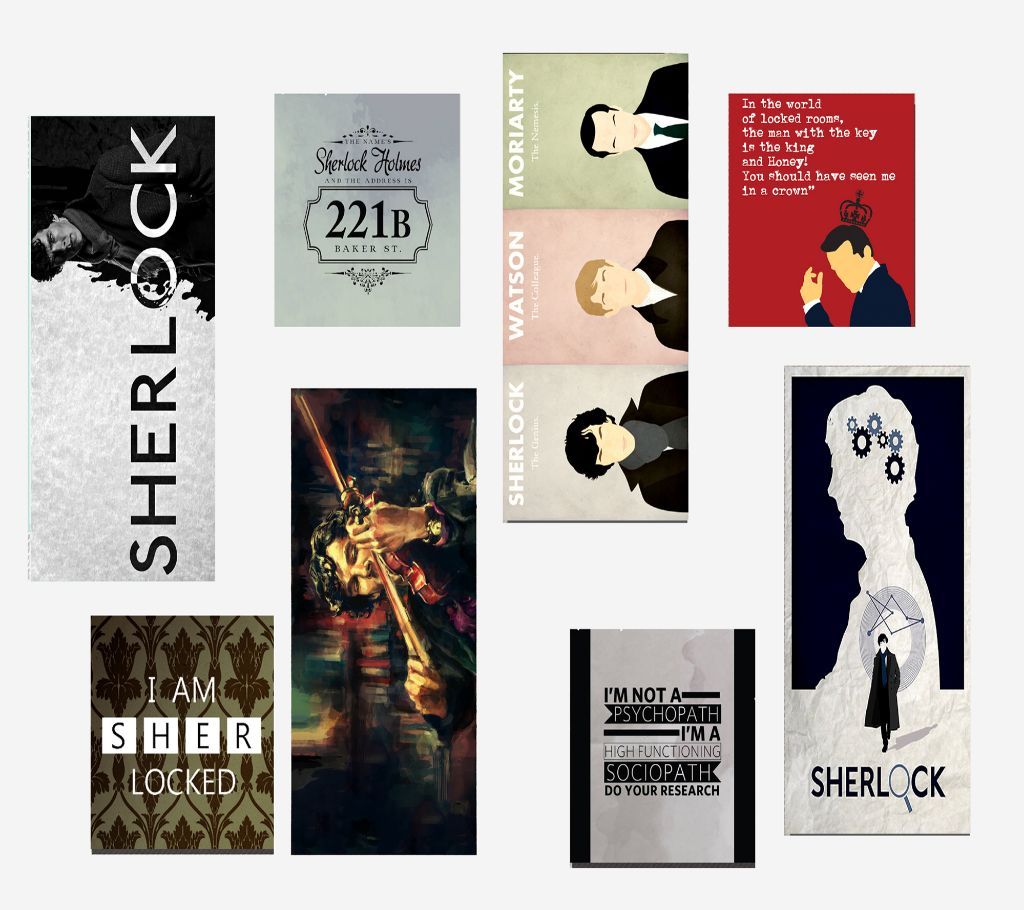 Sherlock Themed Stickers (8 Pieces)