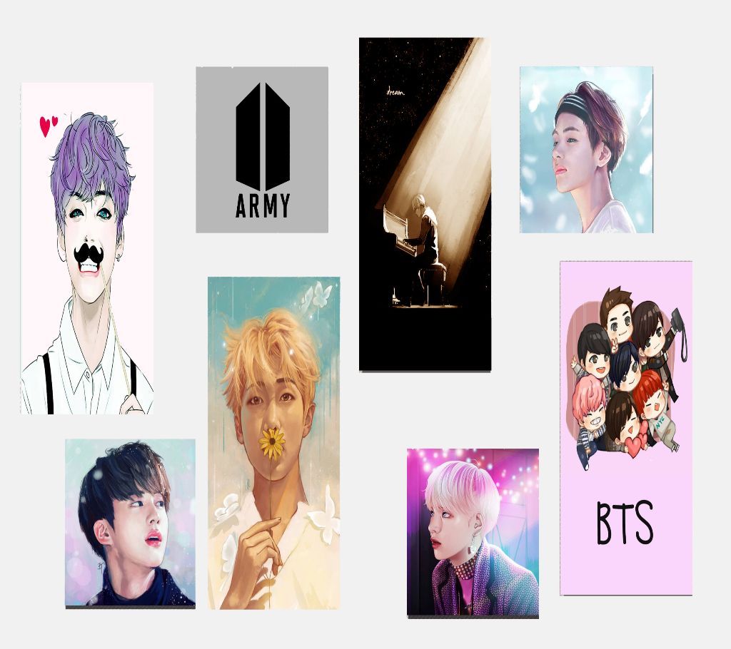 BTS K-POP Themed Stickers (8 Pieces)