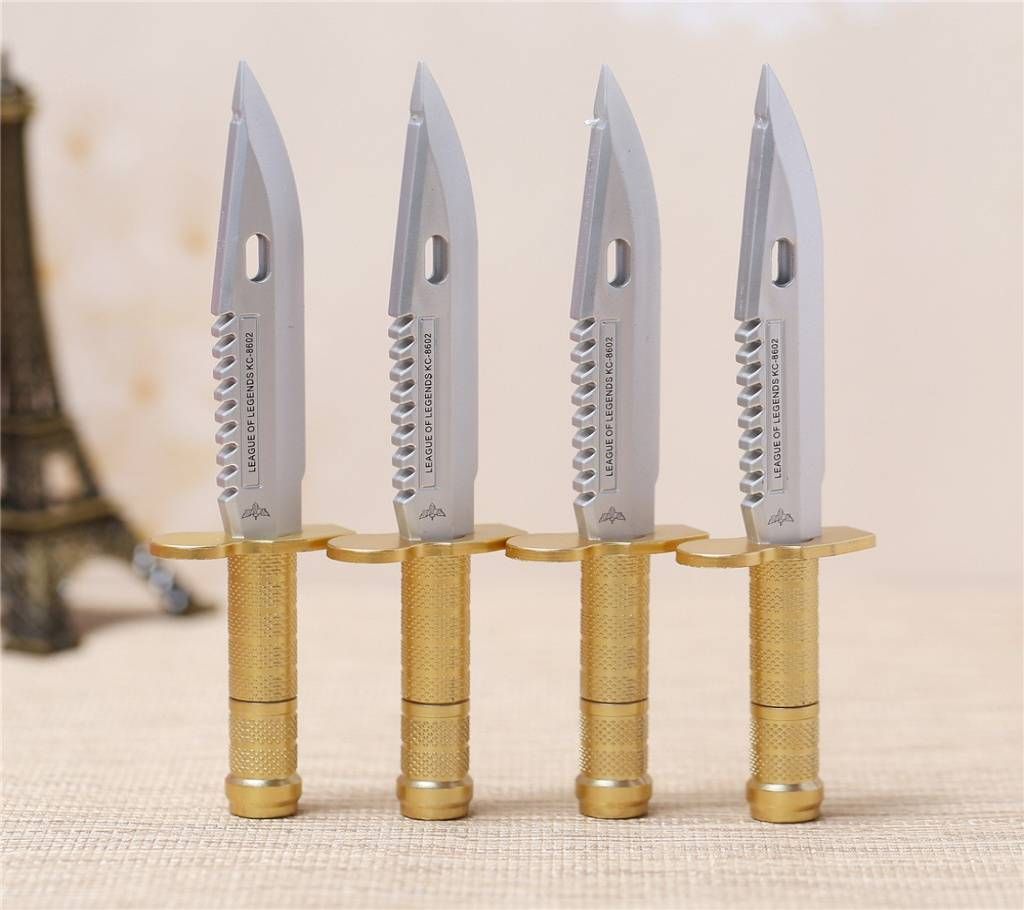 Sword Shaped Plastic Pen - Silver and Golden