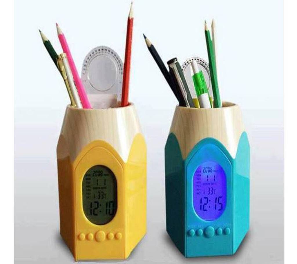 PENCIL SHAPE INNOVATIVE DIGITAL CLOCK AND PEN HOLDER