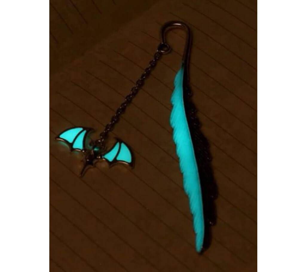 Glow In The Dark Luminous Book Marker Creative Feather Bat Bookmark