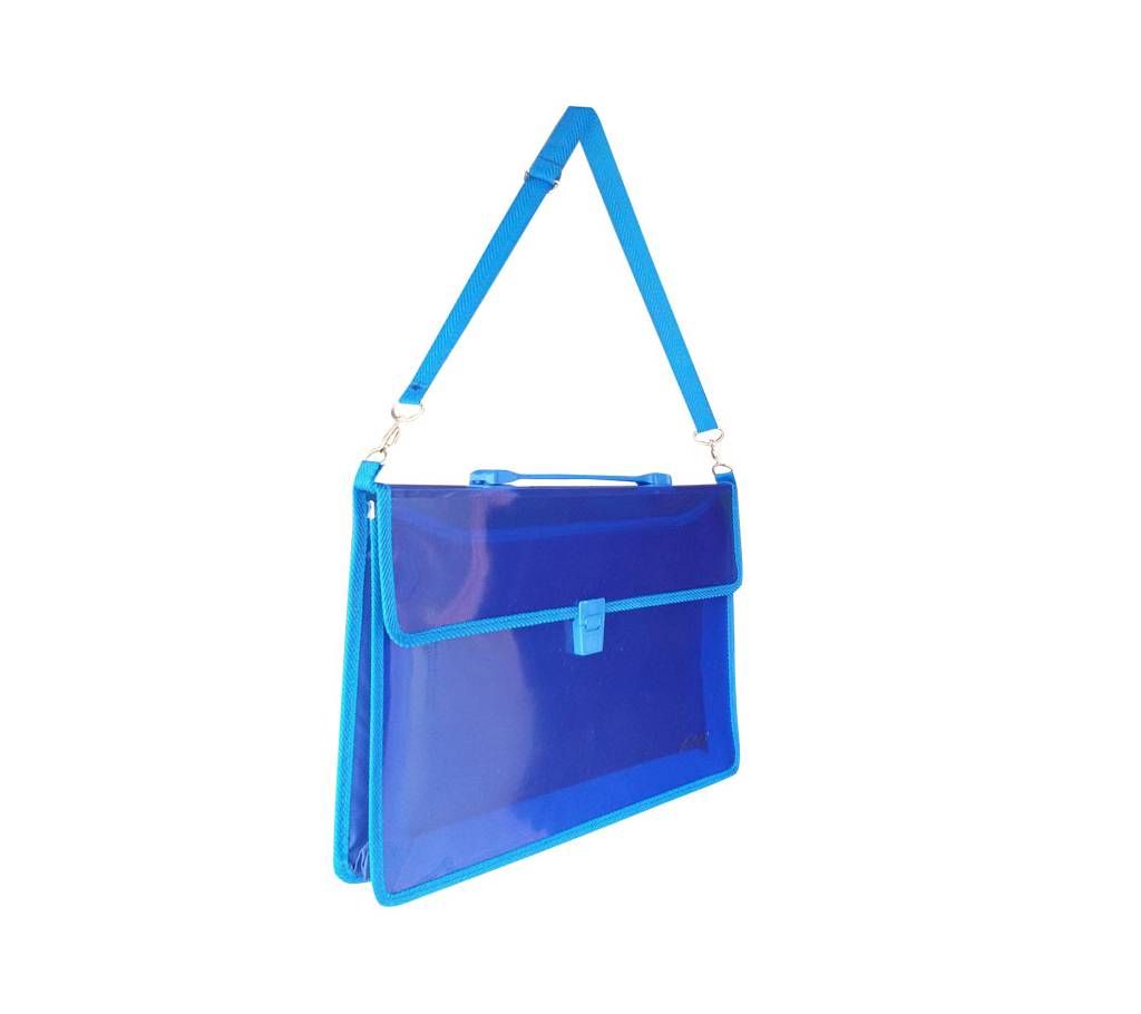2-Pocket Transparent Expanding File Handle Briefcase Blue color