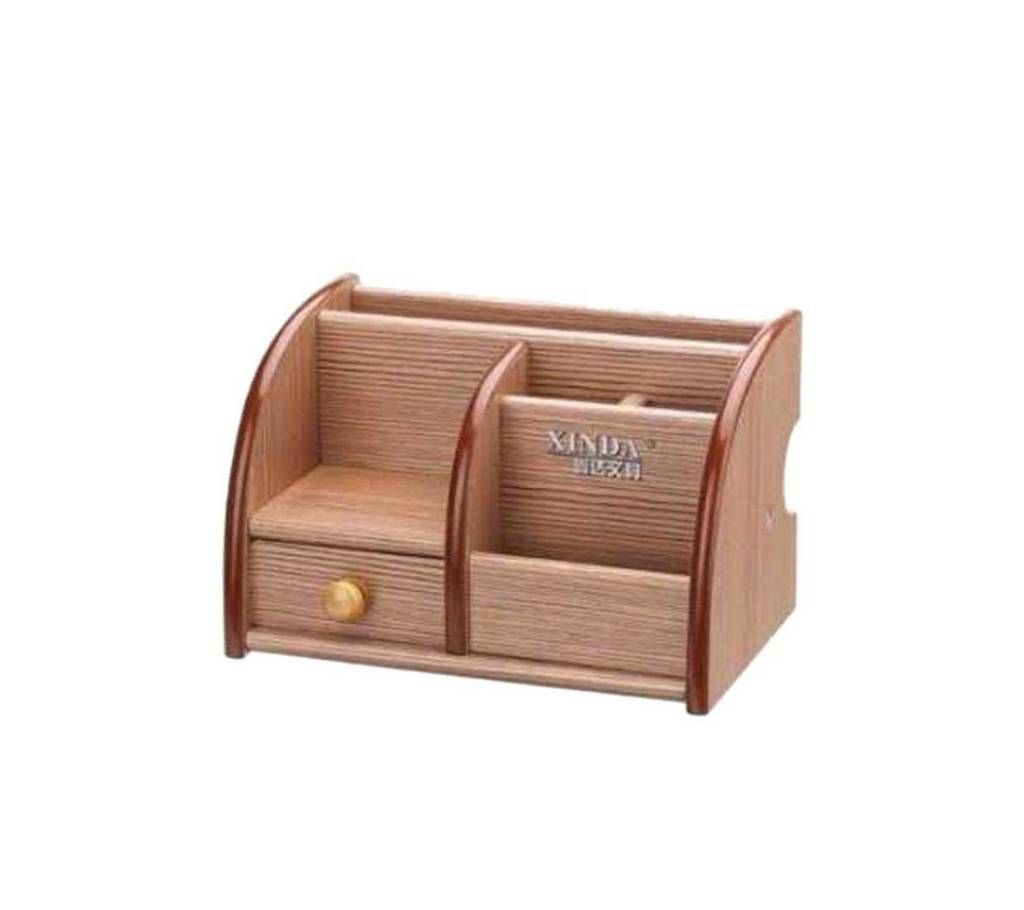 Wooden Desk Pen Holder - Brown