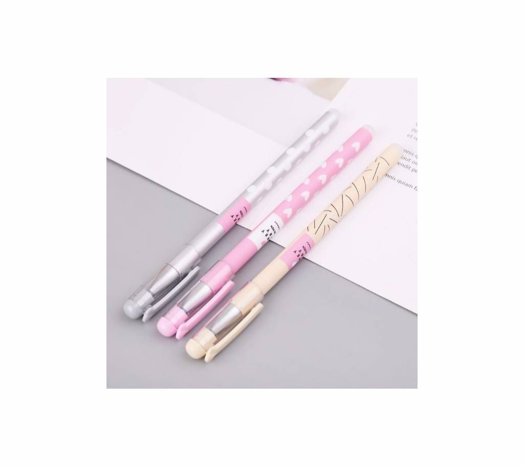 3pcs 0.38mm Cue Erasable Pen Black Ink Magic Ballpoint Pens With10 refill+Eraser