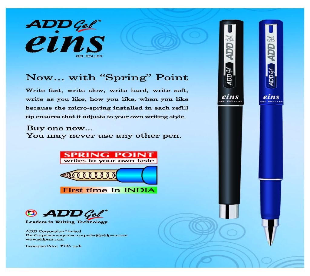 ADD GEL EINS BLACK SEMI GEL BALL PEN (20 pcs)