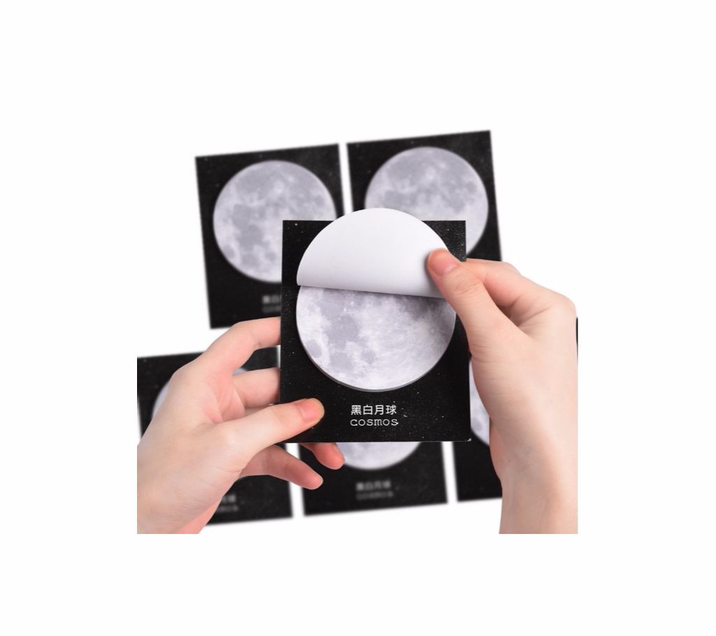 Moon Memo Creative Round Shape Sticky Notes  Sticker 30 Sheet Pad-1PCS
