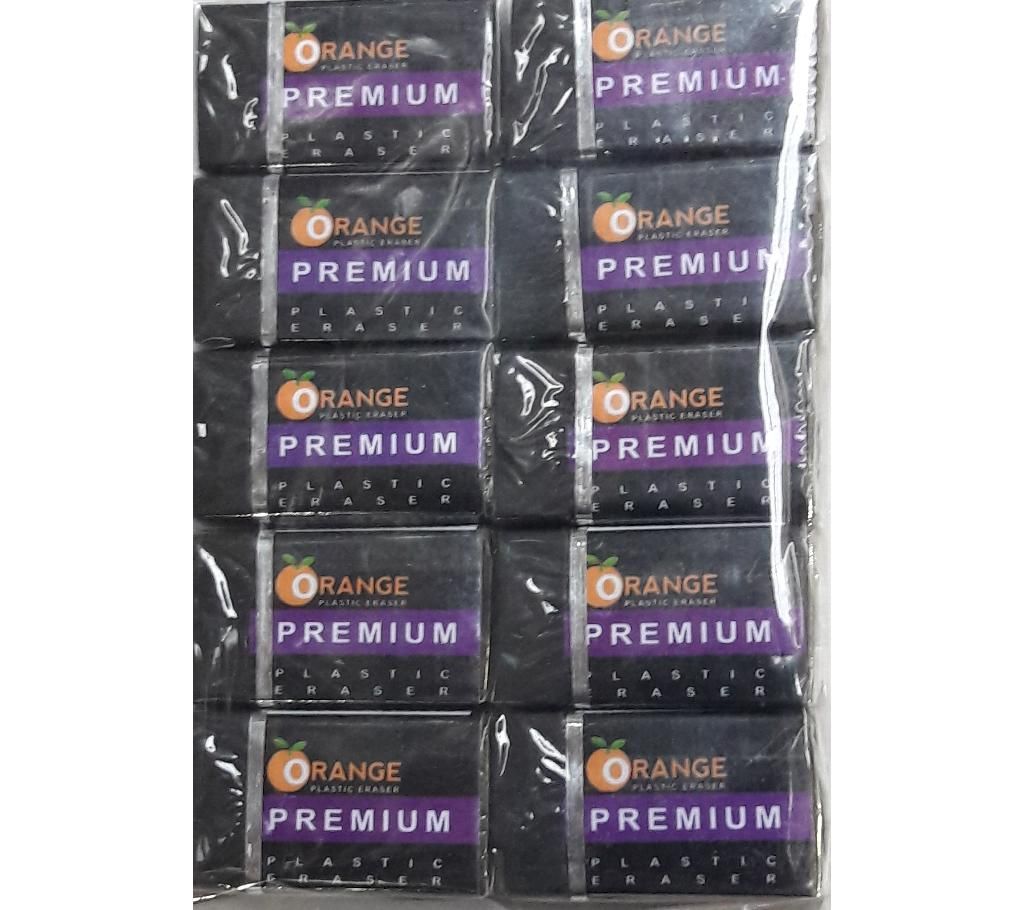 Orange premium black Eraser - 12 pcs