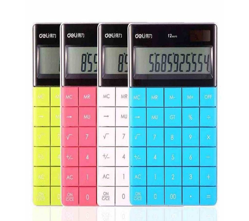 Deli 1589 standard function with OFF back button calculator, Red, Big lcd