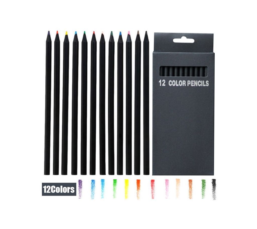 12 Pcs/Set Black Wood Professional Drawing Color Pencils